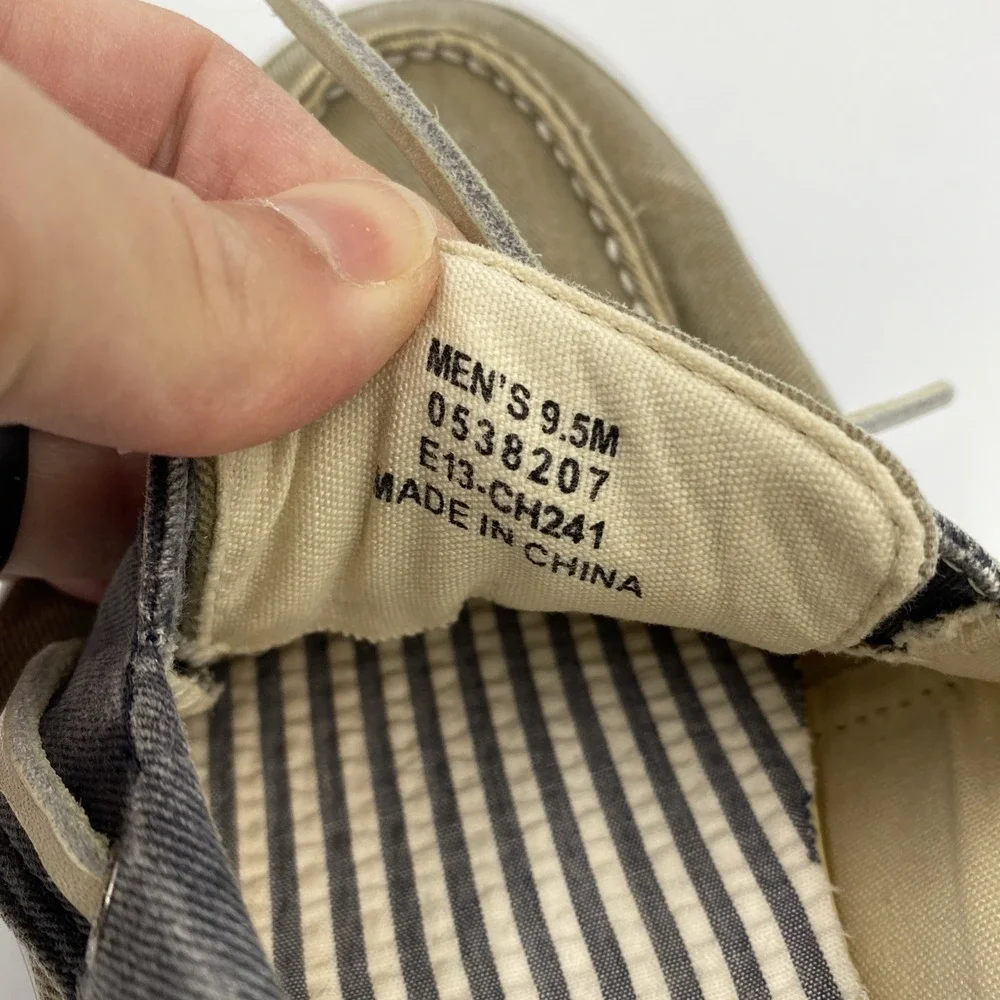 Sperry Top-Sider Bahama II 2-Eye Men's 9.5M Navy Taupe Canvas Boat Shoes 0538207